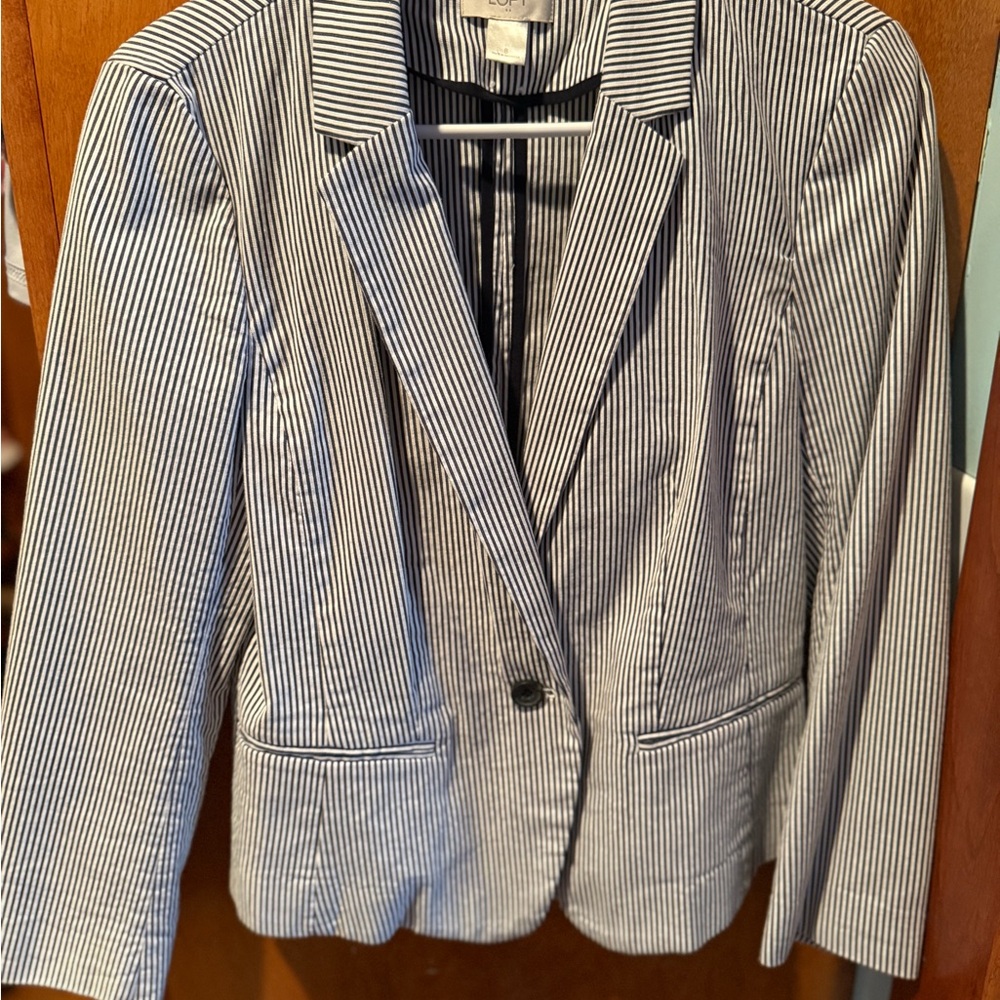 LOFT Striped Black and White Blazer